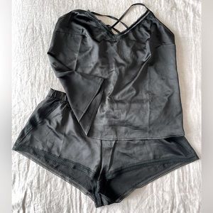 Black silky PJ set